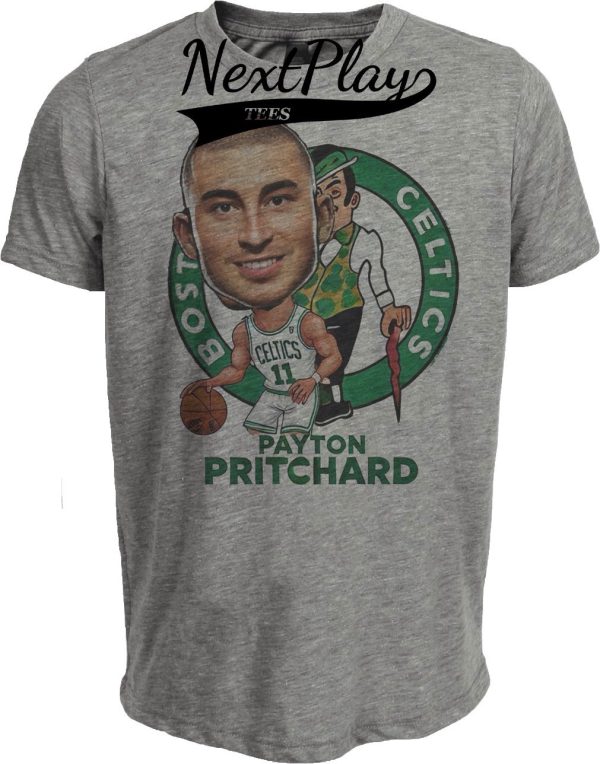 Boston Celtics Payton Pritchard Exclusive Retro Basketball Artwork Heather Gray Sublimated T-Shirt