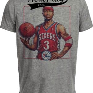 Philadelphia 76ers Allen Iverson Exclusive Retro Basketball 1997 Artwork Heather Gray Sublimated T-Shirt