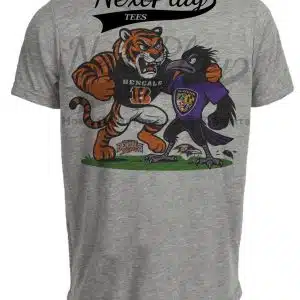 Cincinnati Bengals vs. Baltimore Ravens Retro Rivalries Football Artwork Heather Gray Sublimated T-Shirt
