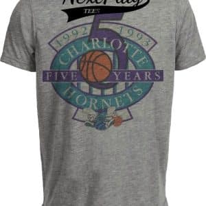 Charlotte Hornets Exclusive Retro Basketball 1993 Artwork Heather Gray Sublimated T-Shirt