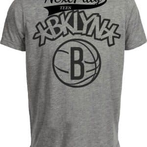 Brooklyn Nets Retro Basketball Graffiti Font Artwork Heather Gray Sublimated T-Shirt