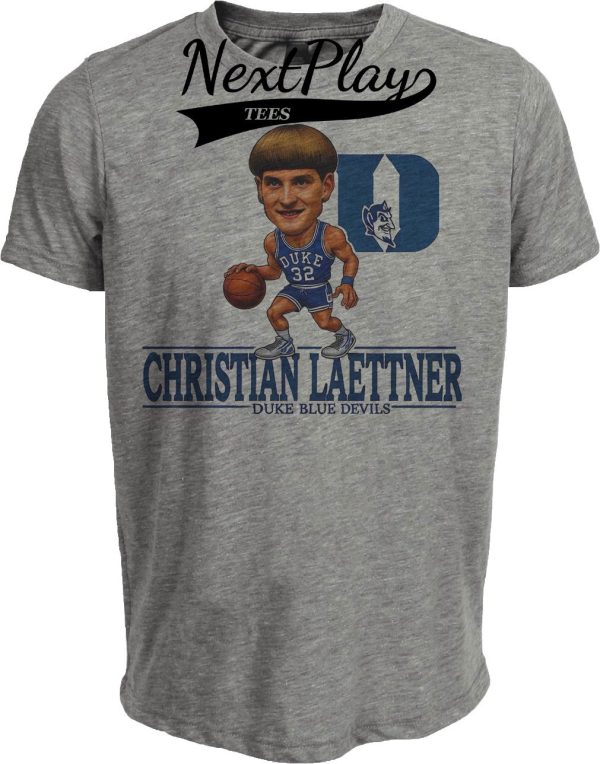 Duke Blue Devils Christian Laettner Exclusive Retro Basketball Artwork Heather Gray Sublimated T-Shirt
