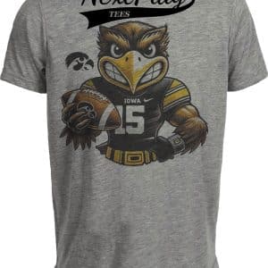 Iowa Hawkeyes Exclusive Retro Football Mascot Artwork Heather Gray Sublimated T-Shirt