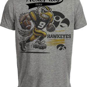 Iowa Hawkeyes Exclusive Retro Football Artwork Heather Gray Sublimated T-Shirt