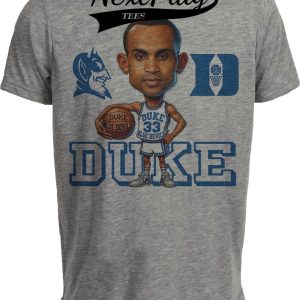 Duke Blue Devils Grant Hill Exclusive Retro Basketball 1991 Artwork Heather Gray Sublimated T-Shirt