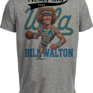 UCLA Bruins Bill Walton Exclusive Retro Basketball 1973 Artwork Heather Gray Sublimated T-Shirt