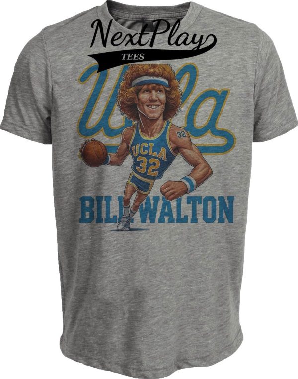 UCLA Bruins Bill Walton Exclusive Retro Basketball 1973 Artwork Heather Gray Sublimated T-Shirt