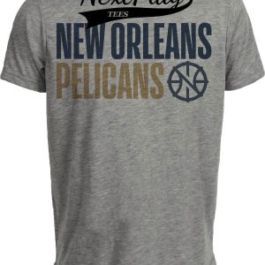 New Orleans Pelicans Retro Basketball Navy Artwork Heather Gray Sublimated T-Shirt