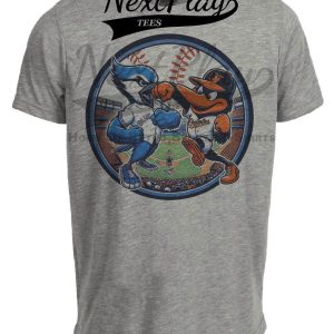 Baltimore Orioles vs. Toronto Blue Jays Exclusive Retro Rivalries Baseball Artwork Heather Gray Sublimated T-Shirt