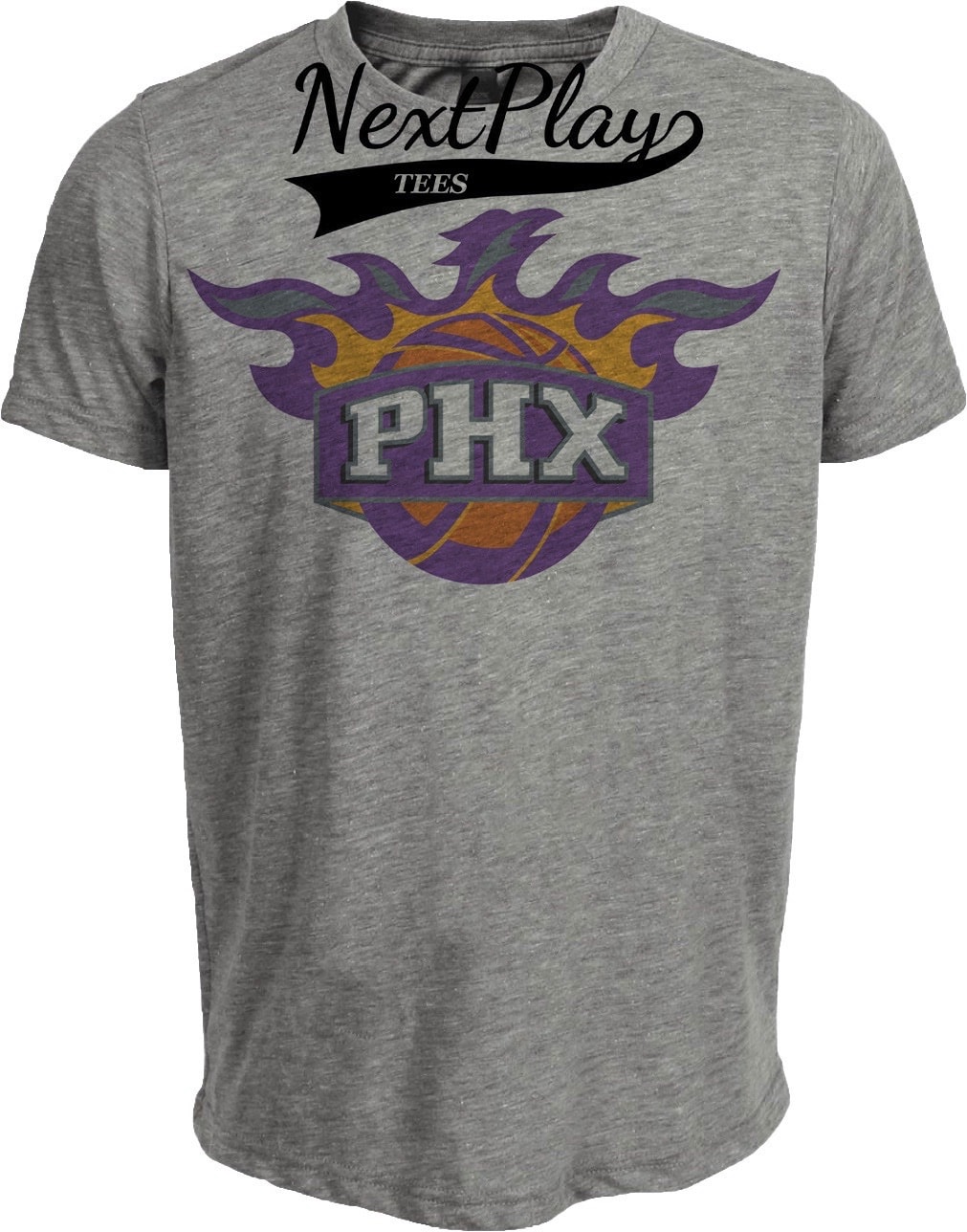 Phoenix Suns Retro Basketball 2000 Artwork Heather Gray Sublimated T-Shirt