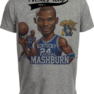 Kentucky Wildcats Jamal Mashburn Exclusive Retro Basketball 1991 Artwork Heather Gray Sublimated T-Shirt