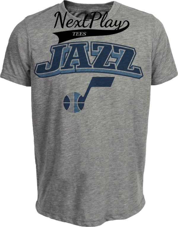 Utah Jazz Retro Basketball 2005 Artwork Heather Gray Sublimated T-Shirt