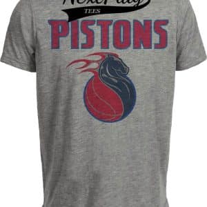 Detroit Pistons Retro Basketball Mascot 2001 Artwork Heather Gray Sublimated T-Shirt