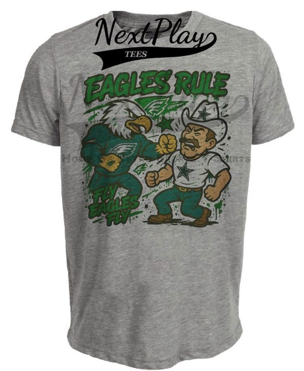 Philadelphia Eagles vs. Dallas Cowboys Exclusive Retro Rivalries Football Fly Artwork Heather Gray Sublimated T-Shirt