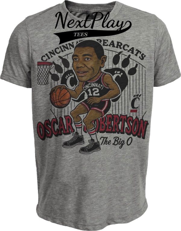 Cincinnati Bearcats Oscar Robertson Exclusive Retro Basketball 1959 Artwork Heather Gray Sublimated T-Shirt