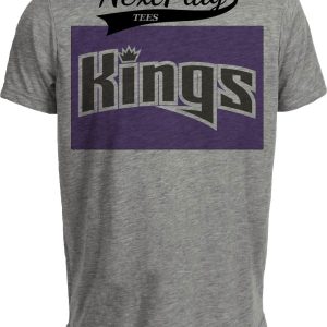 Sacramento Kings Retro Basketball Bold Purple Artwork Heather Gray Sublimated T-Shirt