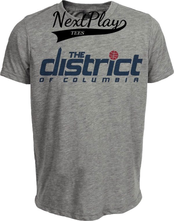 Washington Wizards Retro Basketball The District Artwork Heather Gray Sublimated T-Shirt