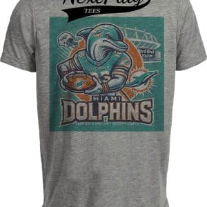 Miami Dolphins Exclusive Retro Football Artwork Heather Gray Sublimated T-Shirt