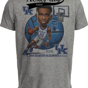 Kentucky Wildcats Shai Gilgeous Alexander Exclusive Retro Basketball Artwork Heather Gray Sublimated T-Shirt