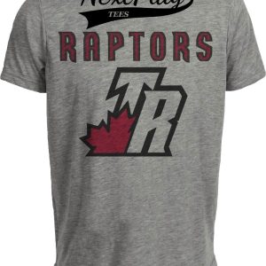 Toronto Raptors Retro Basketball Maple Leaf Artwork Heather Gray Sublimated T-Shirt