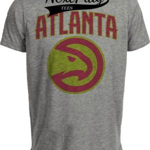 Atlanta Hawks Exclusive Retro Basketball Neon Artwork Heather Gray Sublimated T-Shirt