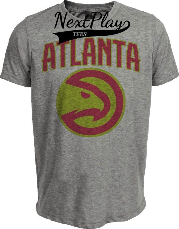 Atlanta Hawks Exclusive Retro Basketball Neon Artwork Heather Gray Sublimated T-Shirt