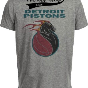 Detroit Pistons Retro Basketball 1997 Artwork Heather Gray Sublimated T-Shirt