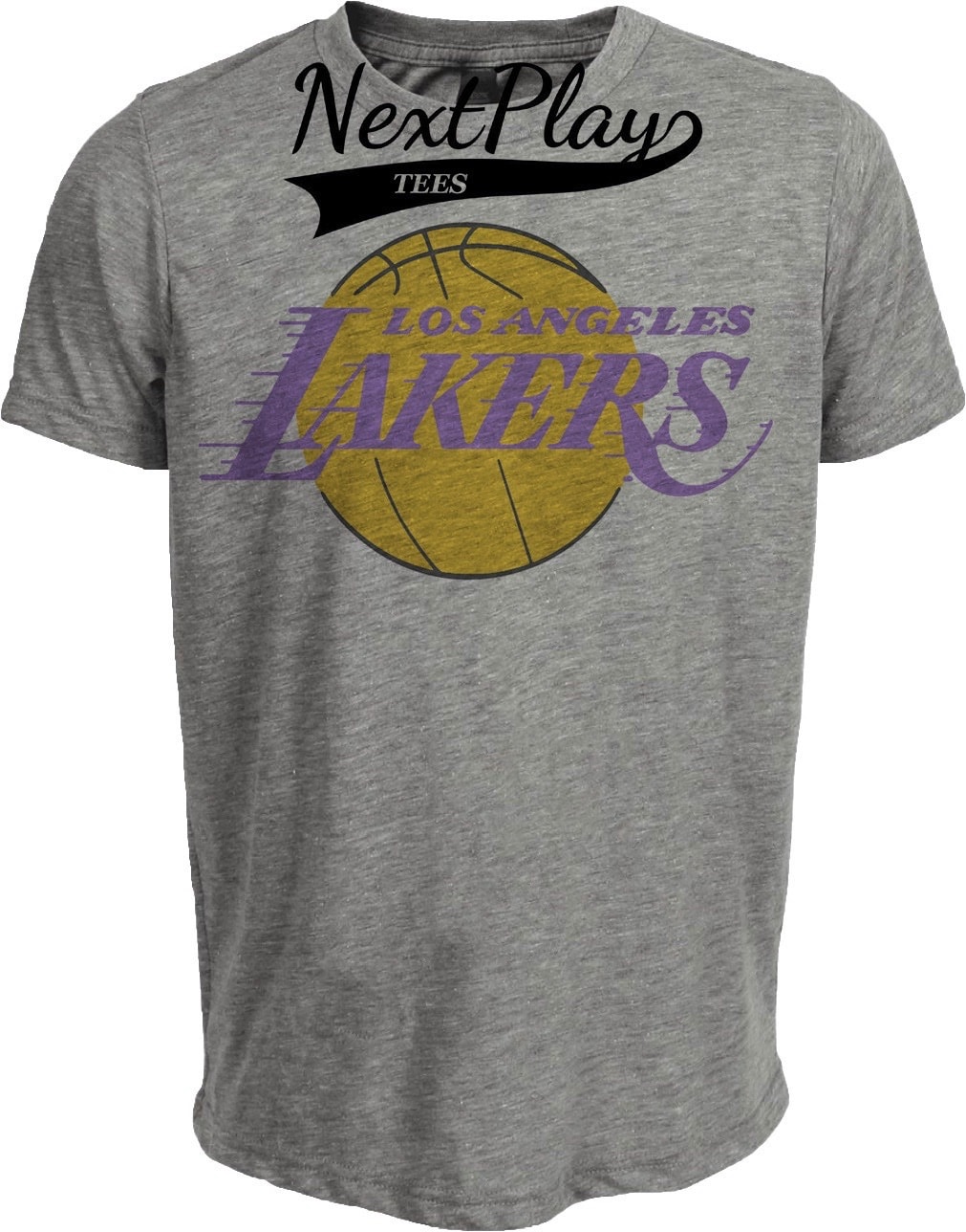 Los Angeles Lakers Retro Basketball 1975 Artwork Heather Gray Sublimated T-Shirt