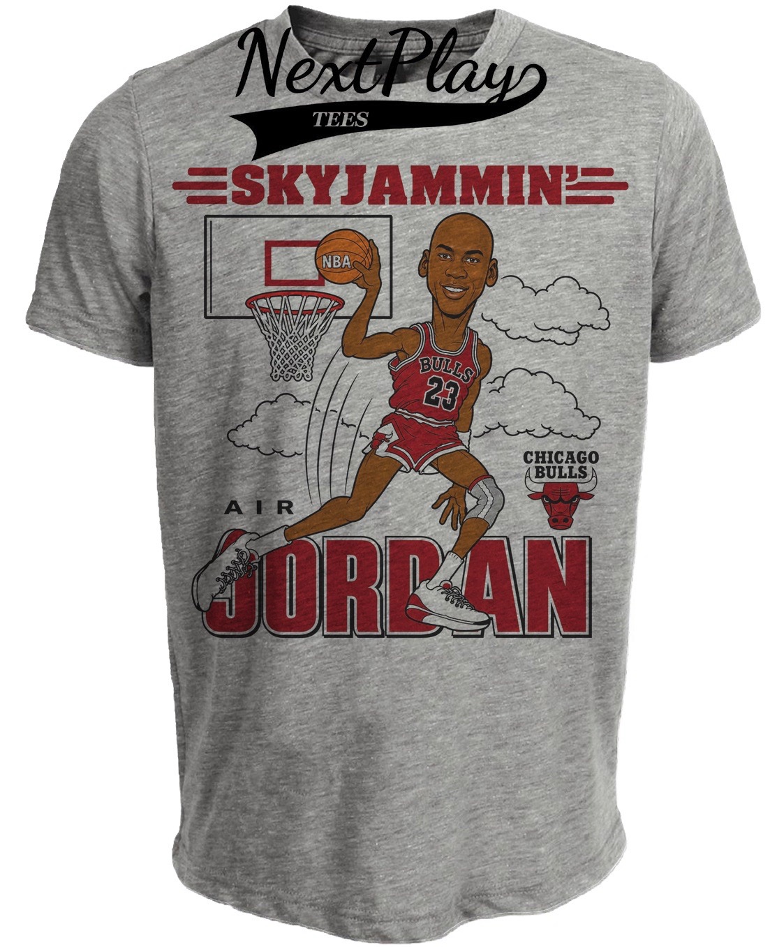 Chicago Bulls Michael Jordan Retro Basketball 1987 Artwork Heather Gray Sublimated T-Shirt