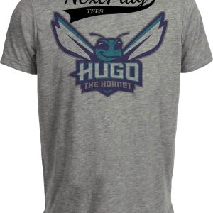 Charlotte Hornets Exclusive Retro Basketball Hugo Mascot Artwork Heather Gray Sublimated T-Shirt