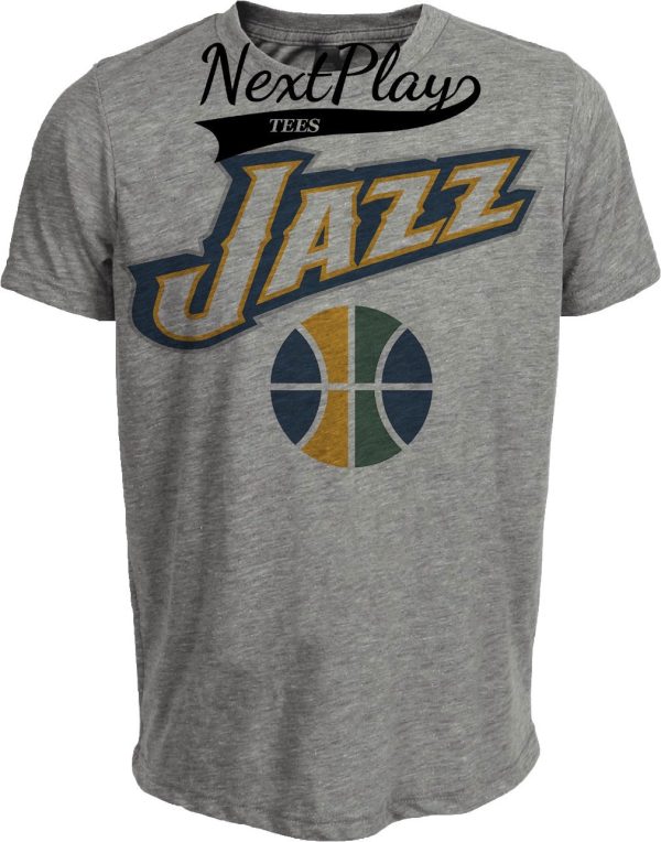 Utah Jazz Retro Basketball 1997 Artwork Heather Gray Sublimated T-Shirt