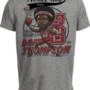 NC State Wolfpack David Thompson Exclusive Retro Basketball 1973 Artwork Heather Gray Sublimated T-Shirt