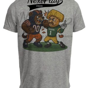 Chicago Bears vs. Green Bay Packers Exclusive Retro Rivalries Football Artwork Heather Gray Sublimated T-Shirt