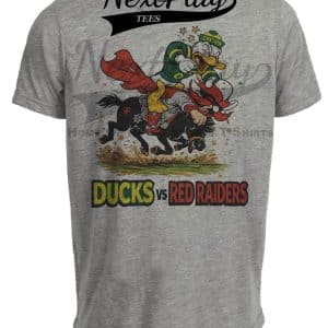 Oregon Ducks vs. Texas Tech Red Raiders Retro Rivalries Playoff Football Artwork Heather Gray Sublimated T-Shirt