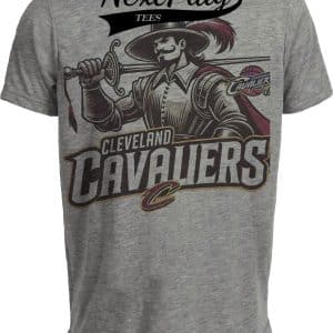 Cleveland Cavaliers Cavs Exclusive Retro Basketball Mascot Artwork Heather Gray Sublimated T-Shirt