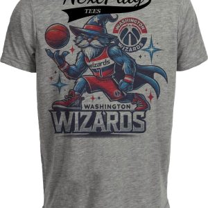 Washington Wizards Exclusive Retro Basketball Mascot Artwork Heather Gray Sublimated T-Shirt