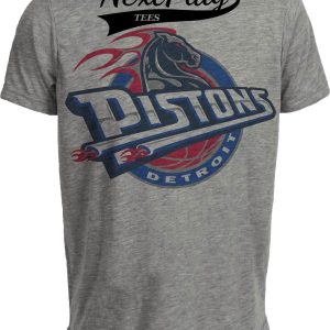 Detroit Pistons Retro Basketball 2001 Artwork Heather Gray Sublimated T-Shirt