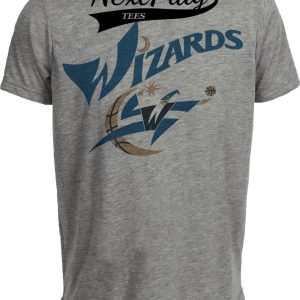 Washington Wizards Retro Basketball Jersey Lettering Artwork Heather Gray Sublimated T-Shirt