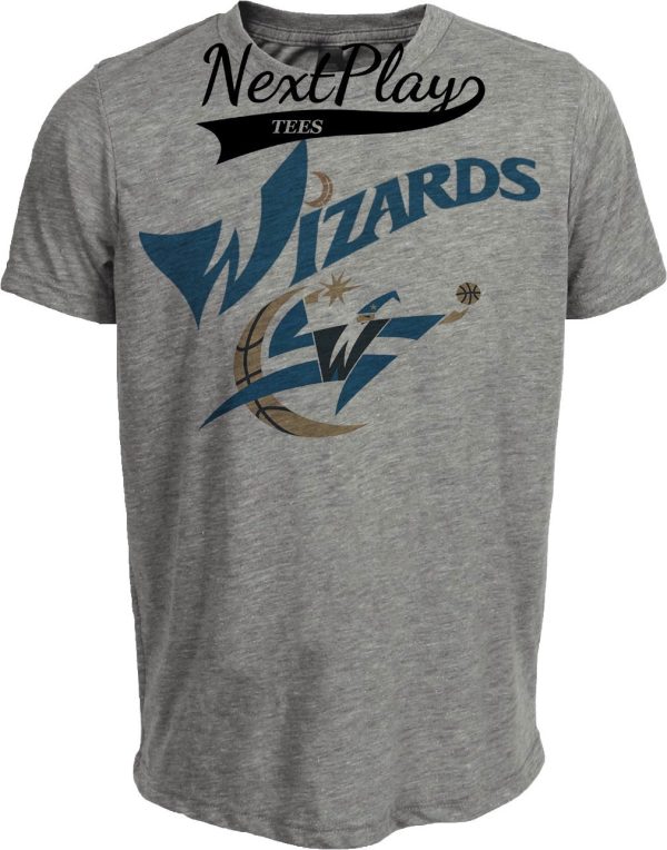 Washington Wizards Retro Basketball Jersey Lettering Artwork Heather Gray Sublimated T-Shirt