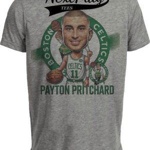 Boston Celtics Payton Pritchard PG Exclusive Retro Basketball Artwork Heather Gray Sublimated T-Shirt