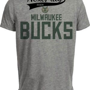 Milwaukee Bucks Retro Basketball Bold Artwork Heather Gray Sublimated T-Shirt