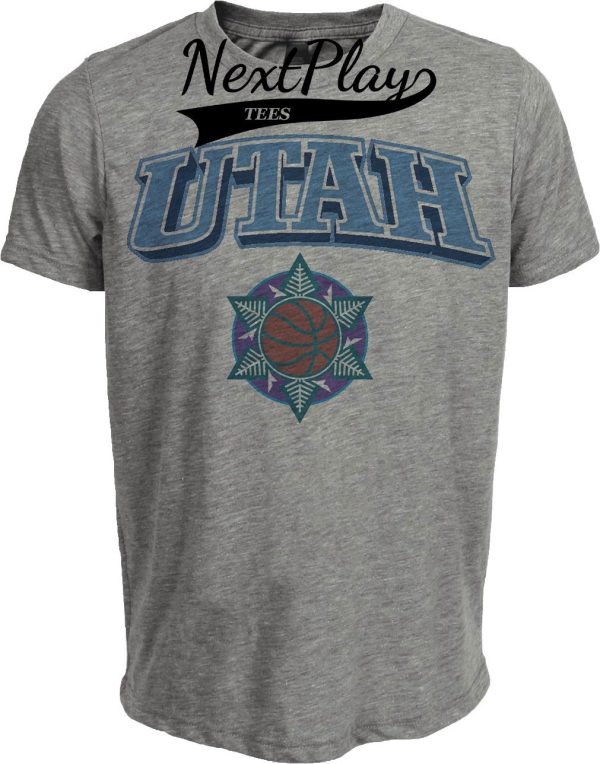 Utah Jazz Retro Basketball Snowflake Artwork Heather Gray Sublimated T-Shirt