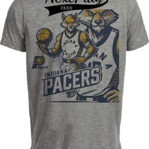 Indiana Pacers Exclusive Retro Basketball Mascot Artwork Heather Gray Sublimated T-Shirt