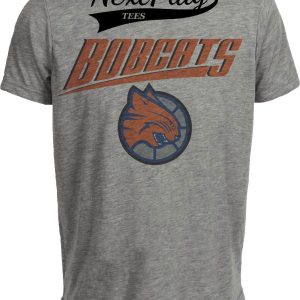 Charlotte Hornets Bobcats Exclusive Retro Basketball Mascot 2007 Artwork Heather Gray Sublimated T-Shirt