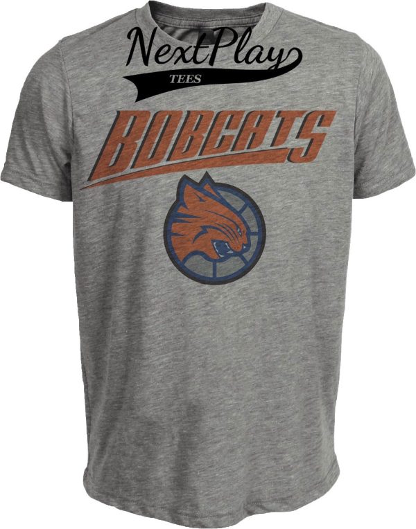 Charlotte Hornets Bobcats Exclusive Retro Basketball Mascot 2007 Artwork Heather Gray Sublimated T-Shirt