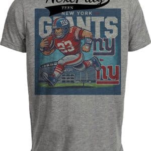 New York Giants Exclusive Retro Football Artwork Heather Gray Sublimated T-Shirt