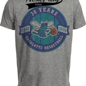 Charlotte Hornets Exclusive Retro Basketball Tradition Artwork Heather Gray Sublimated T-Shirt