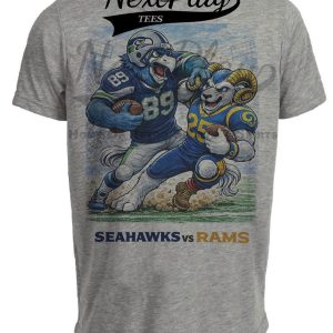 Seattle Seahawks vs. Los Angeles Rams Playoff Rivals Football Gray Sublimated T-Shirt