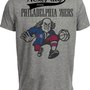 Philadelphia 76ers Retro Basketball Nostalgic Mascot Artwork Heather Gray Sublimated T-Shirt