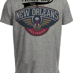 New Orleans Pelicans Retro Basketball Classic Artwork Heather Gray Sublimated T-Shirt